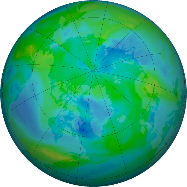 Arctic ozone map for 09 October 1988
